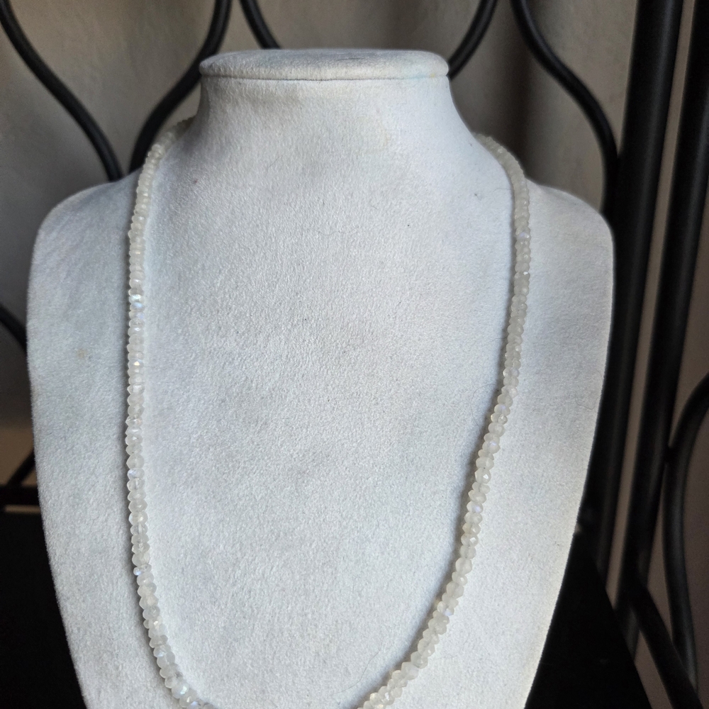 Clear Quartz Beaded Necklace in White